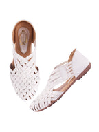 Shoetopia WomenS White Woven Ballerina Flats  Ethnic Style Comfortable Slip-On Juttis With Closed Toe For Casual & Festive -Eu4