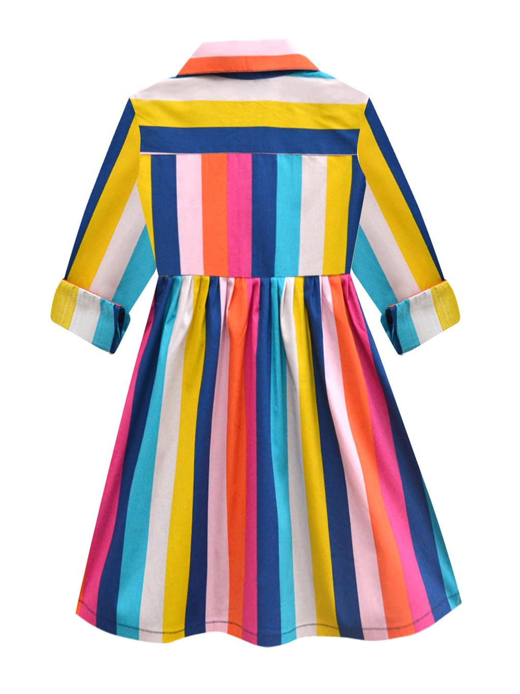 A.T.U.N. Girls Multicoloured Striped Cotton Shirt Dress