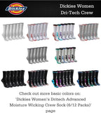 Dickies Women's Dri-Tech Fashion Moisture Control Crew Socks, Available in S-XL (5, 6, 12, Black Marl (6 Pairs), Medium