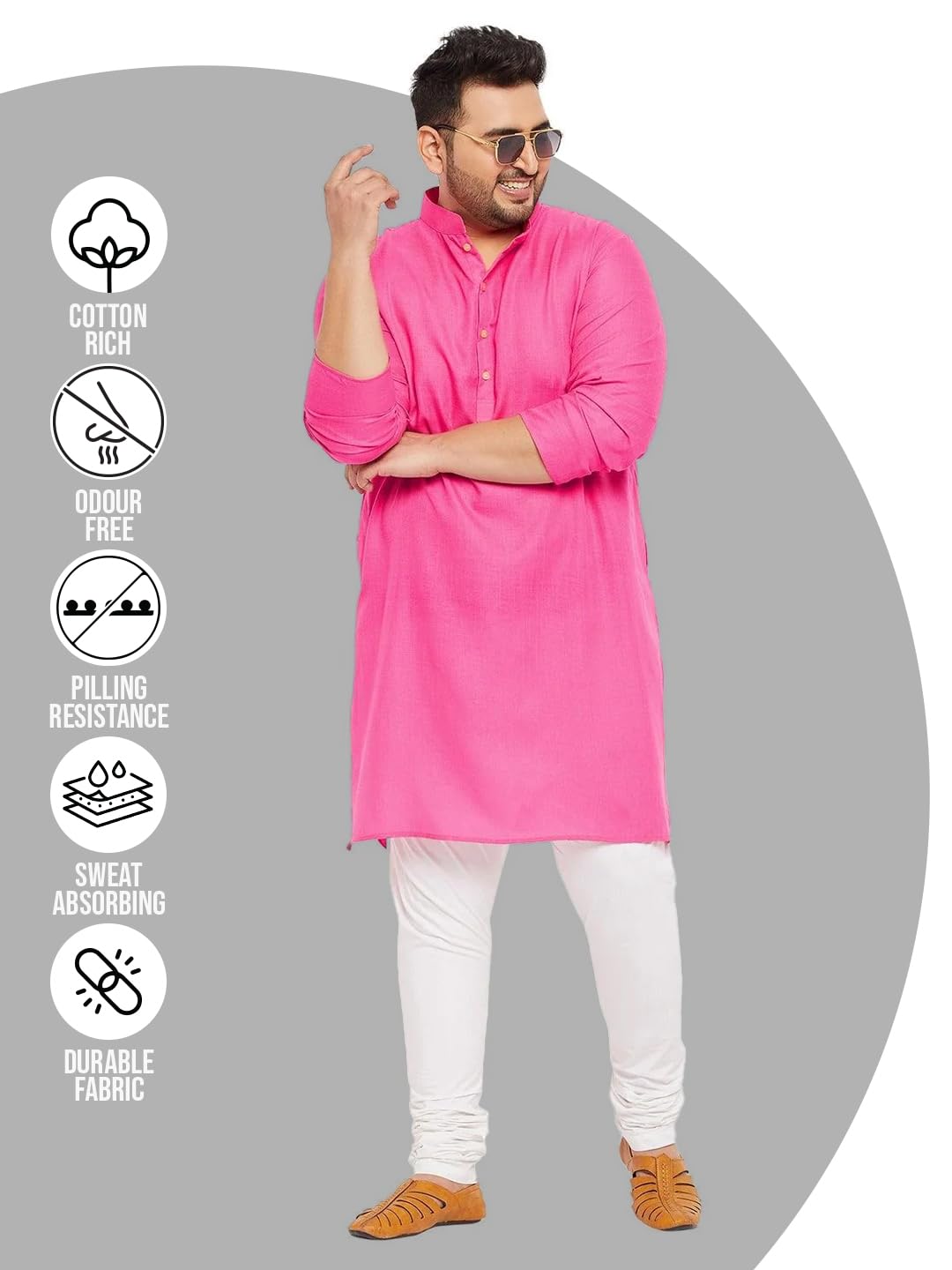 Bigbanana Plus Size Men'S Regular Fit Kurta