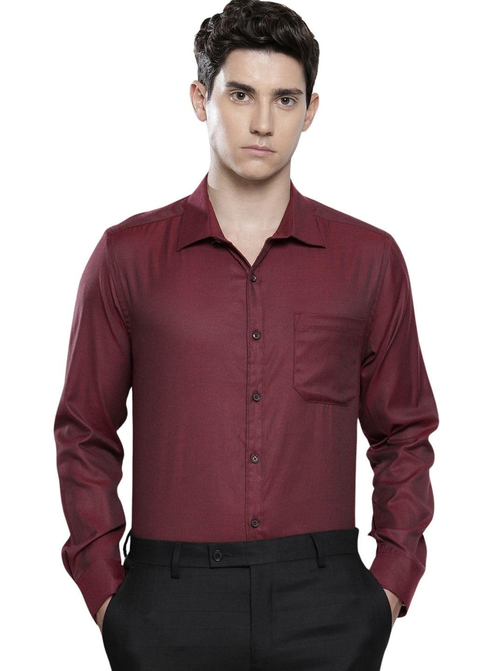 The Indian Garage Co Mens Slim Fit Solid Long Sleeves Formal Shirt