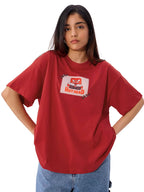 The Souled Store Official Inside Out Originals: Anger Women and Girls Short Sleeve Round Neck Black Graphic Printed Cotton Overs