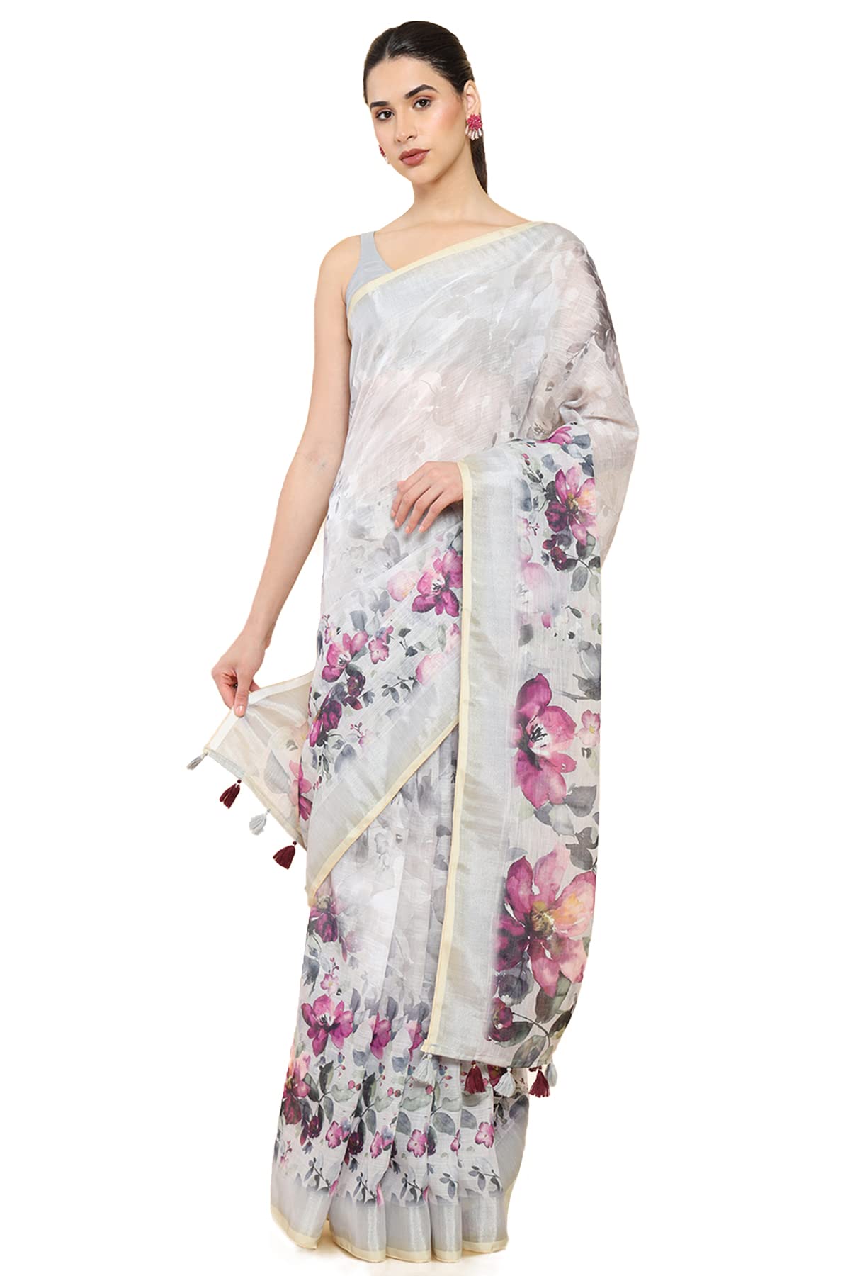 Soch Women Floral Linen Saree