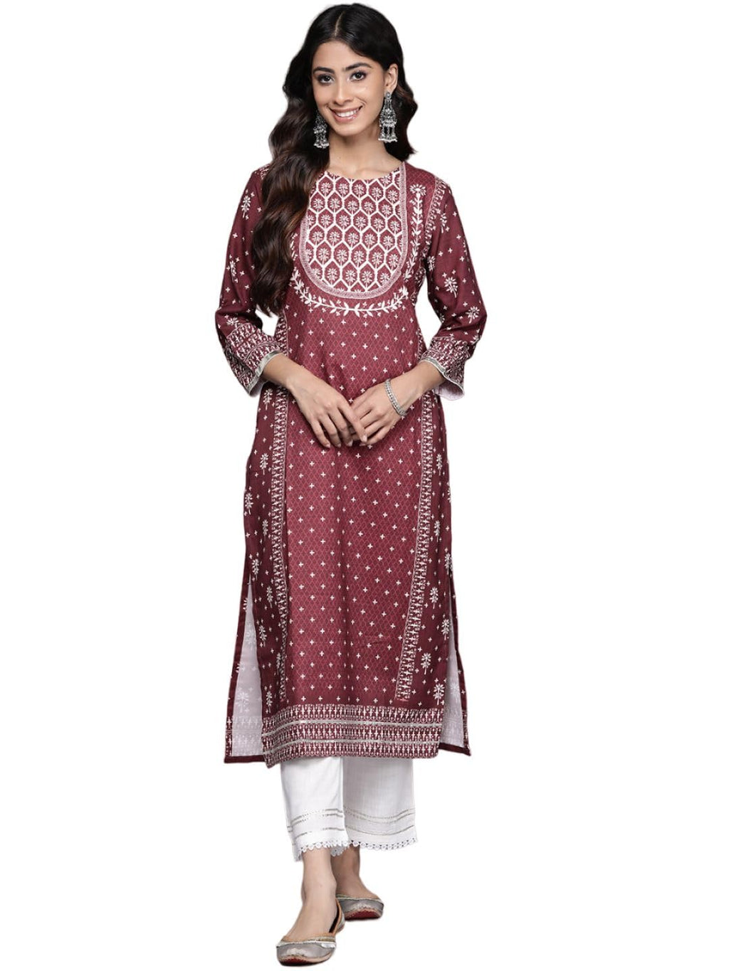 Varanga Women'S Modal T-Shirt (Nv_Vkur1223_Maroon