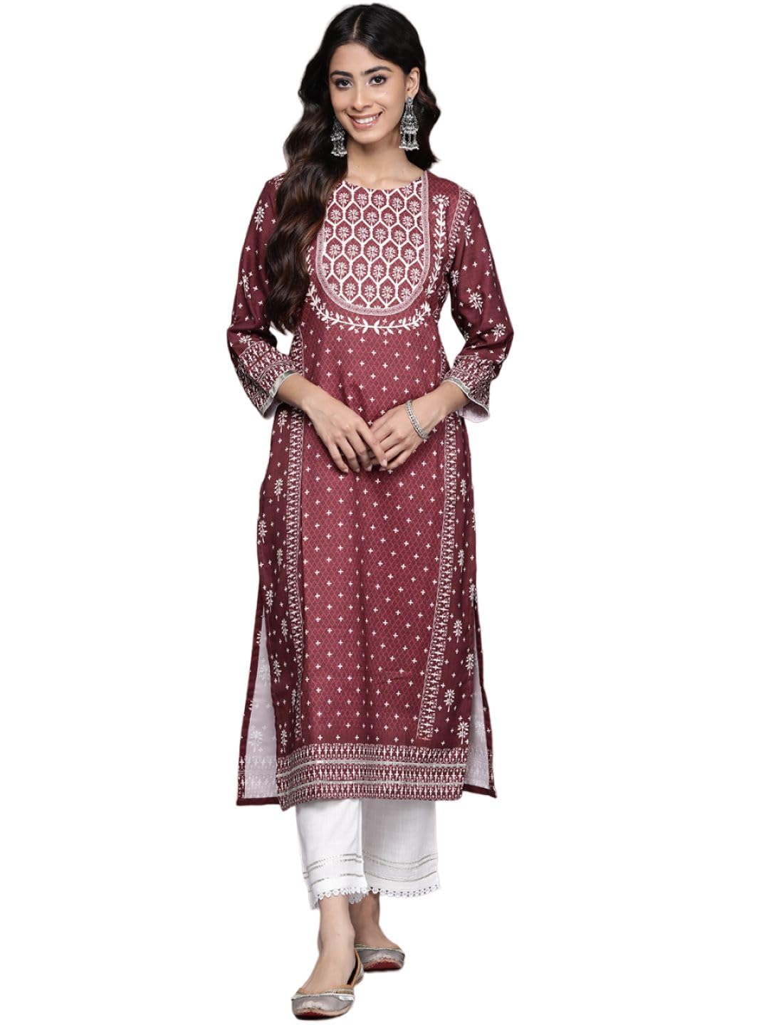 Varanga Women'S Modal T-Shirt (Nv_Vkur1223_Maroon