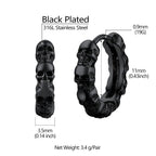 Punk Skull Earrings Black Hoop Huggie Earring for Men Gothic Halloween Jewelry
