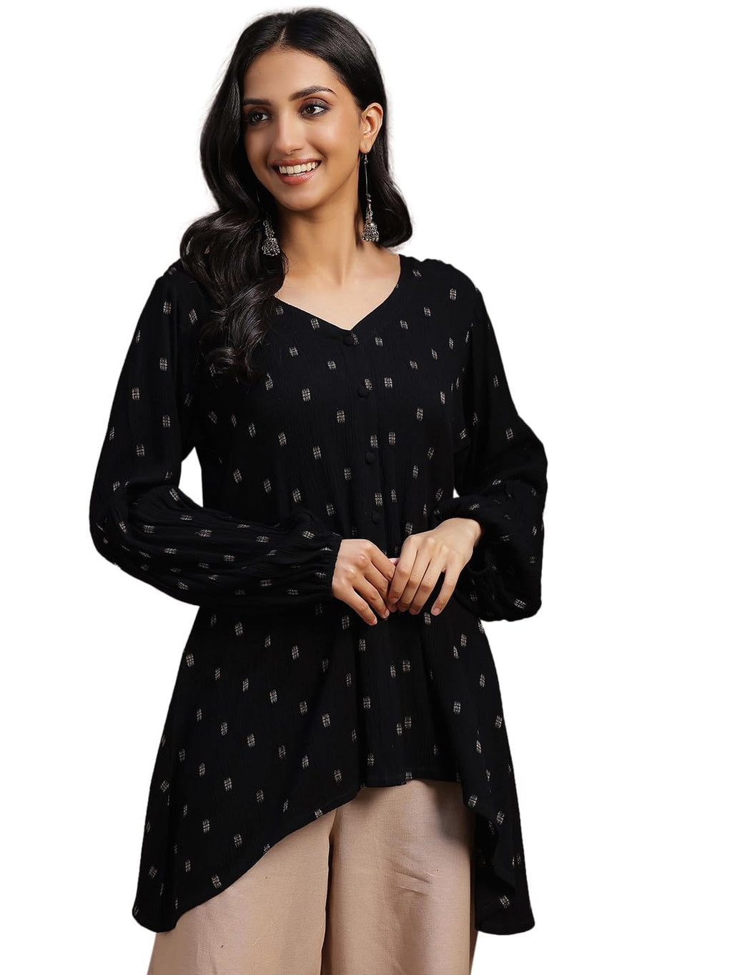 Libas WomenS Pure Cotton Regular Kurti (29130_Black