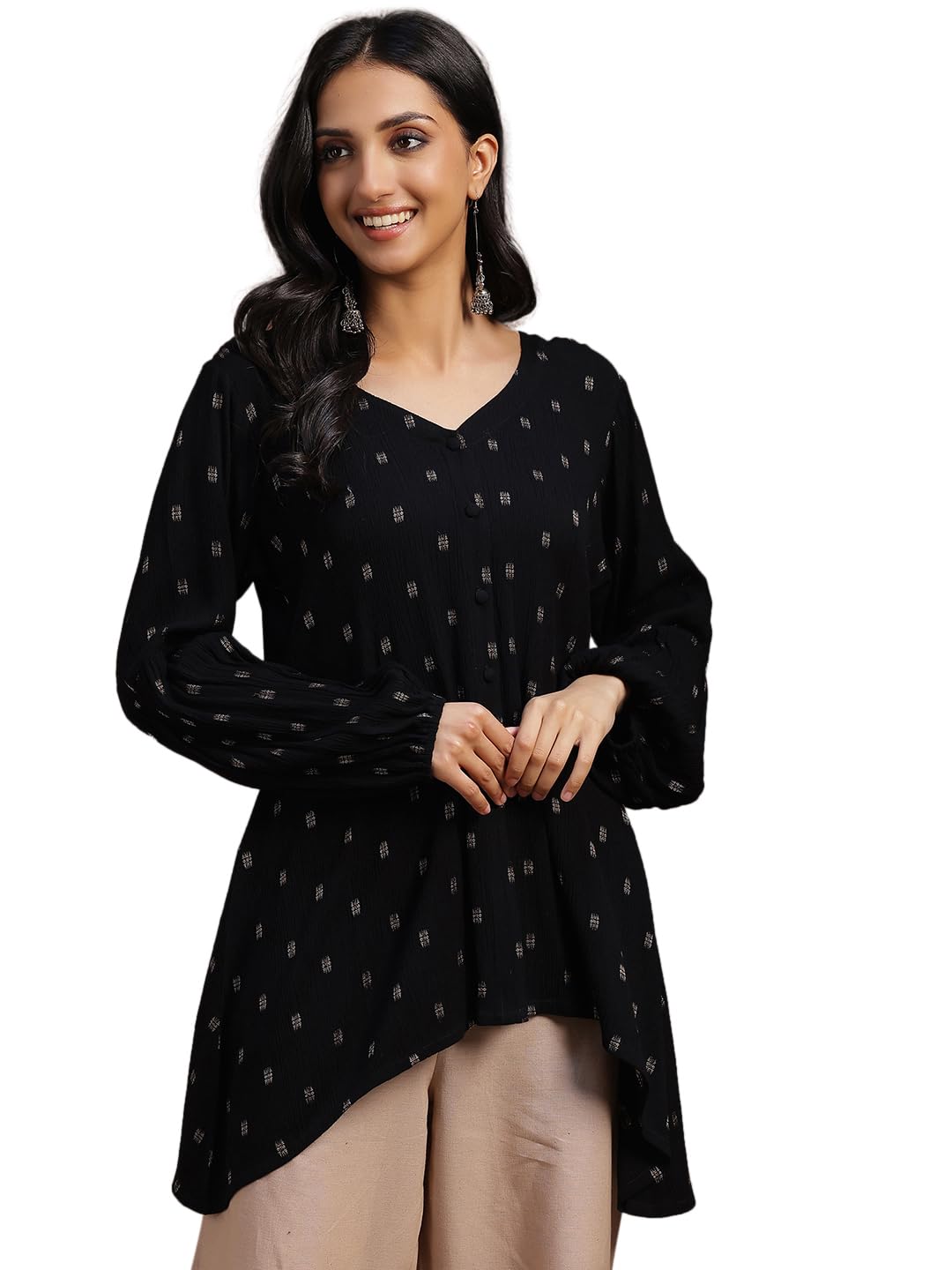 Libas WomenS Pure Cotton Regular Kurti (29130_Black