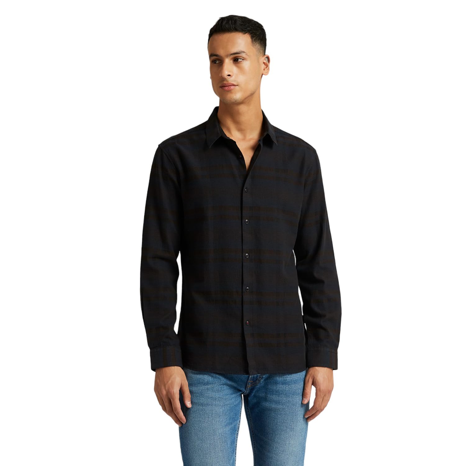 Pepe Jeans MenS Checkered Regular Fit Shirt (Pm308679_Black