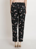 POPWINGS Women Casual Black Floral Printed Palazzo Palazzos for Women