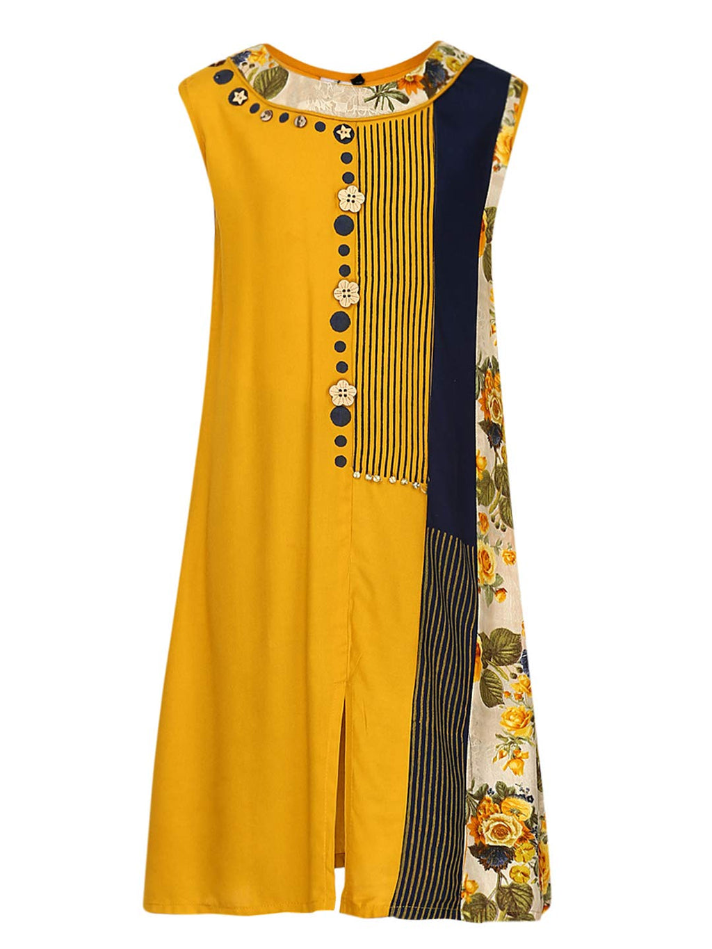 Aarika Girl'S Cotton A Line Salwar Suit (Kurti-Tr-139_Yellow_10-11 Years)