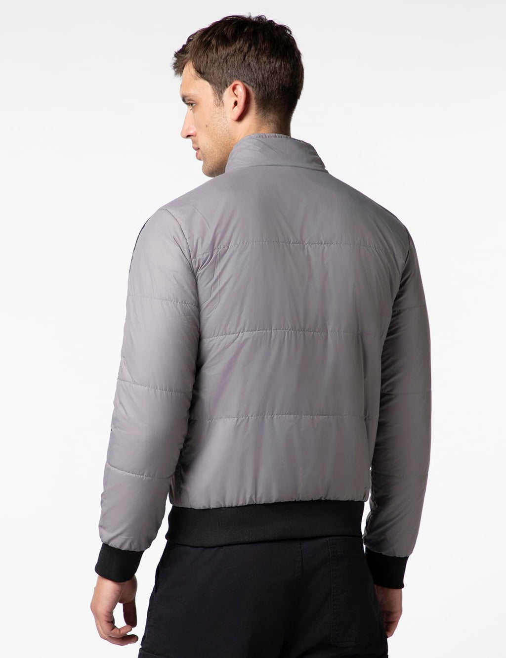 FYLTR Mens Lightweight Winter Puffer Jacket with Contrast Piping Detail - Stand Collar | Full Zipper | Side Pockets | Ribbed He