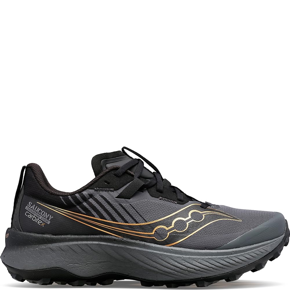 Saucony Women's Endorphin Edge Trail Running Shoe, Black/GOLDSTRUCK, 7