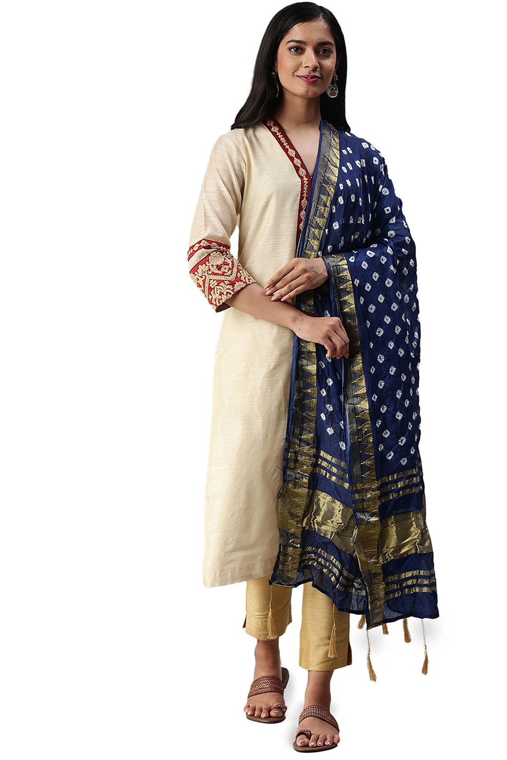 Soch Women Cotton Blend Self Design Dupatta