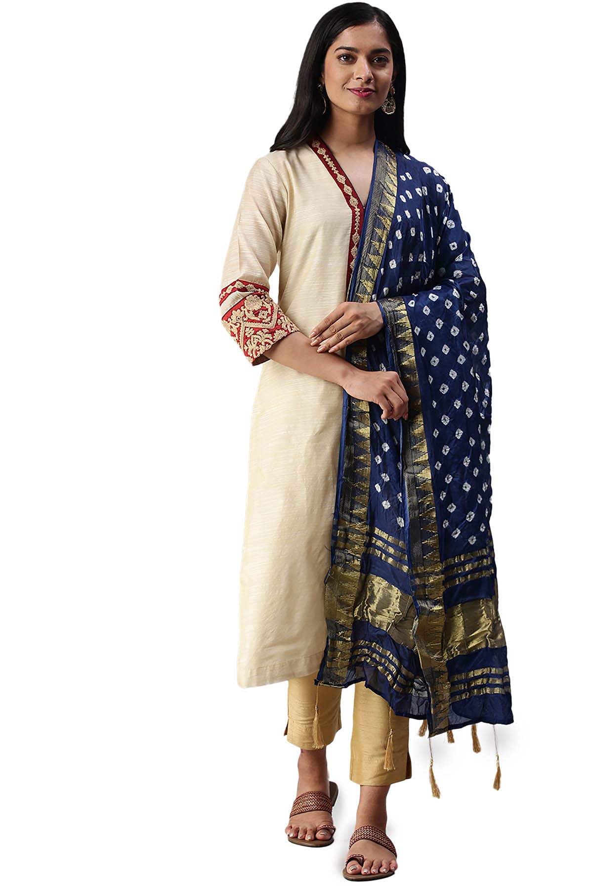 Soch Women Cotton Blend Self Design Dupatta