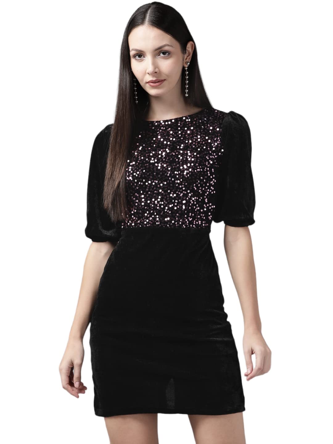 Aarika WomenS Velvet Skater Mini Dress (Dr-Aw-047_Pink