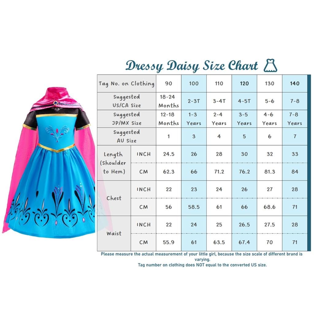 Dressy Daisy Toddler Girls Ice Princess Snow Queen Coronation Dress Up Costume with Cape Halloween Christmas Party Outfit Size 3