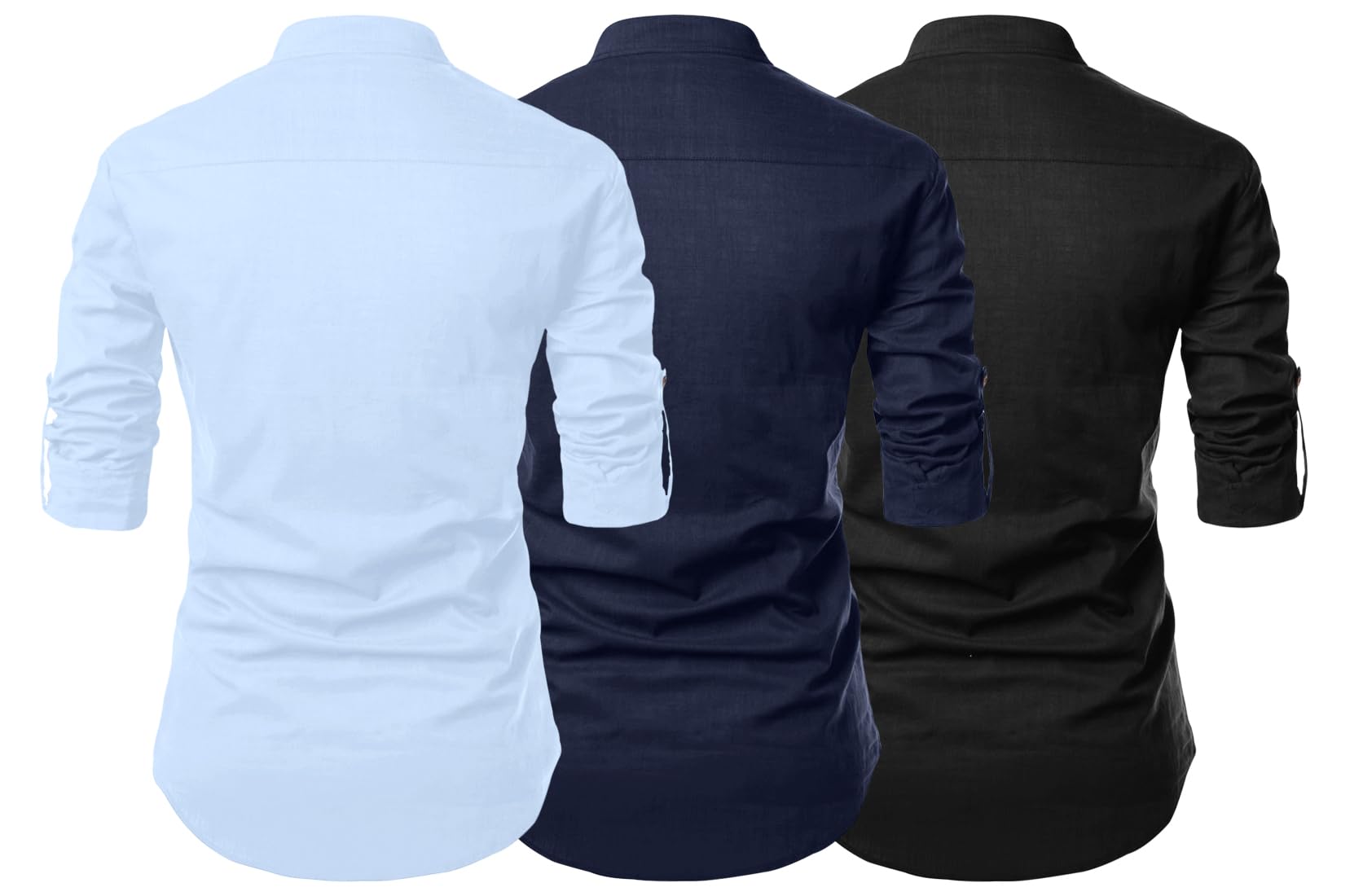 Finivo Fashion Combo Of MenS Cotton Blend Solid Full Sleeve Short Kurta