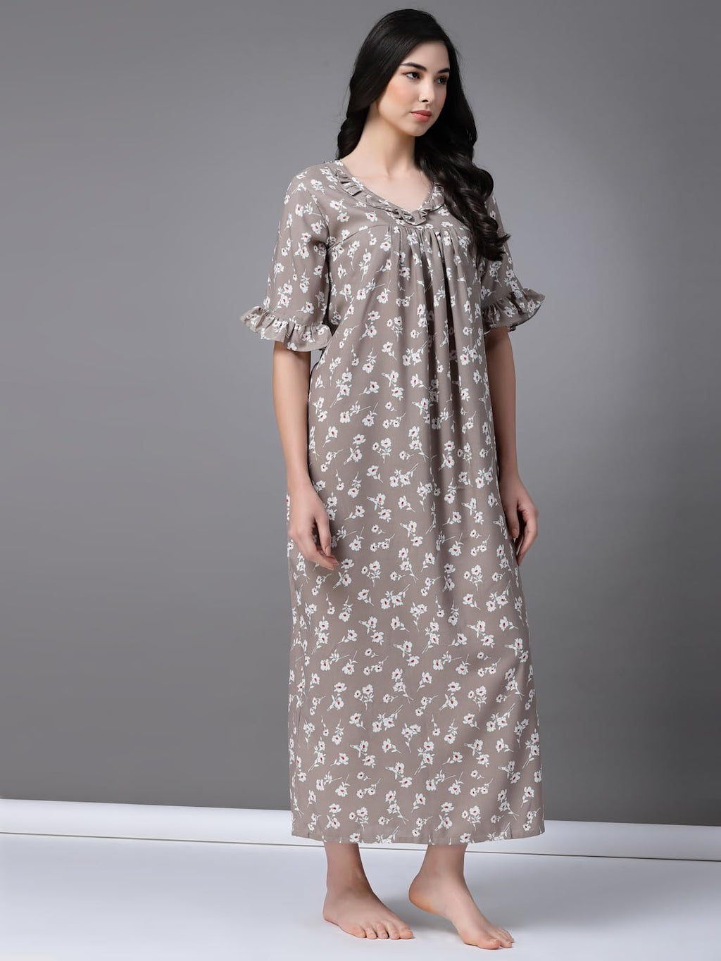 OOMPH! Cotton Blend Nighty for Womens | Night Gown | Nighty | Nightdress | Maxi Dress | Sleepwear | Gown for Women | Nighties |