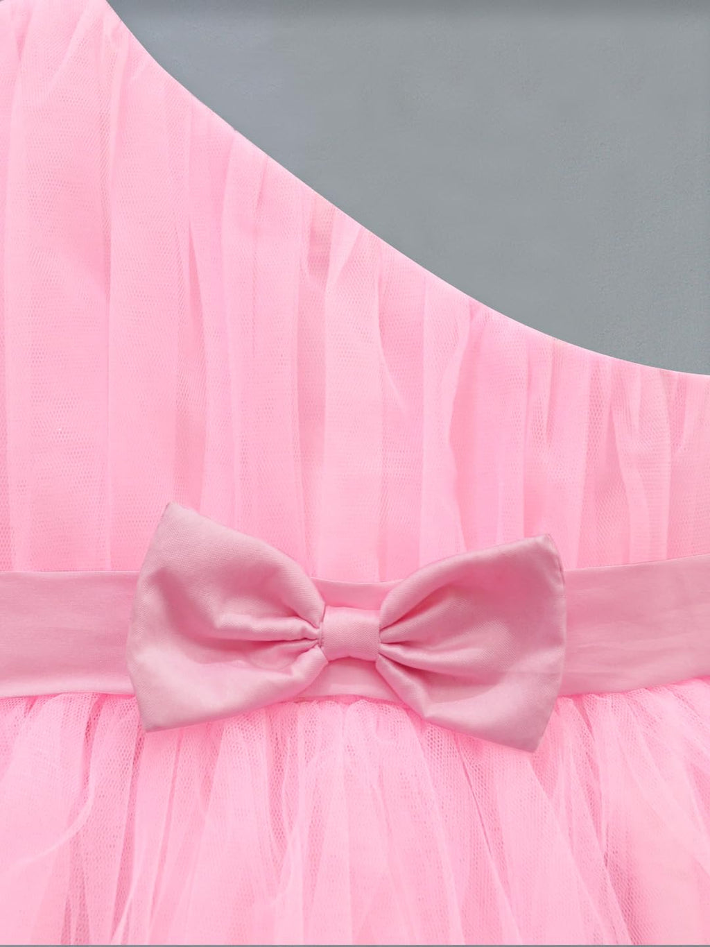 A.T.U.N. Girls Solid One Shoulder Bow Fit & Flare Dress Pink
