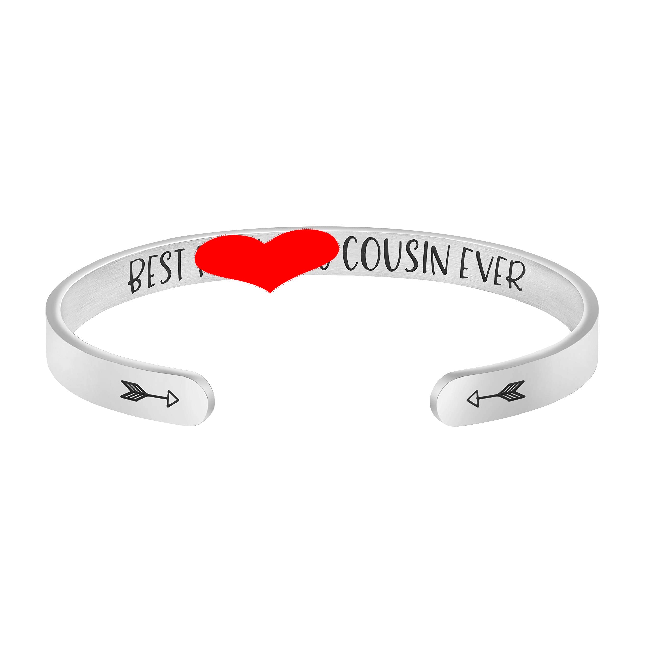 JoycuFF Funny Gift for Cousin Bracelets for Women Funny Mantra Personalized Christmas Jewelry Engraved Bangle