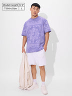 The Souled Store Indie Blue Men and Boys Short Sleeves Round Neck Blue Paisley All Over Printed Cotton Oversized T-Shirts