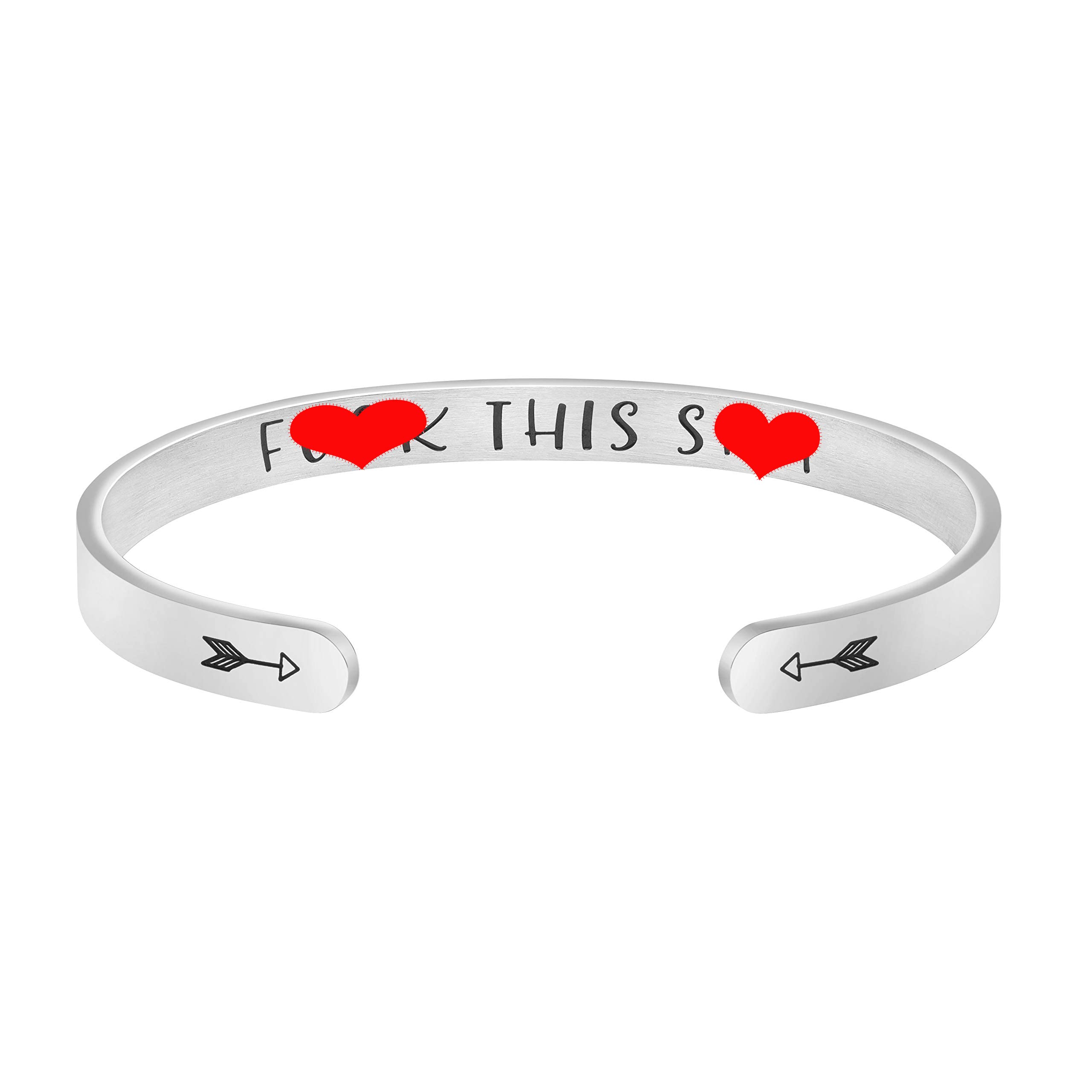 JoycuFF Bracelets for Women Funny Inspirational Jewelry Engraved Mantra Cuff Bangle Personalized Birthday Christmas Gift for Her