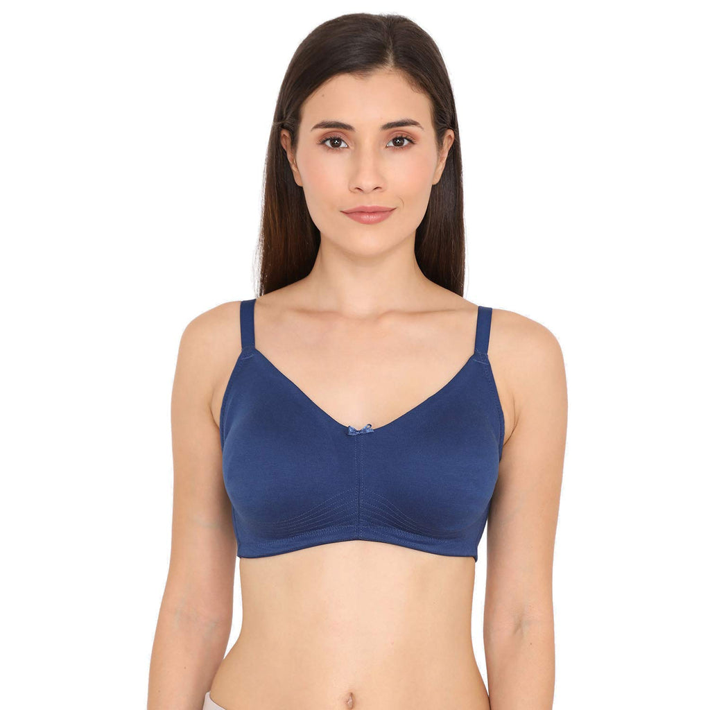 Zivame Womens Polyester Non-Padded Wire Free Seamless Bra Blue