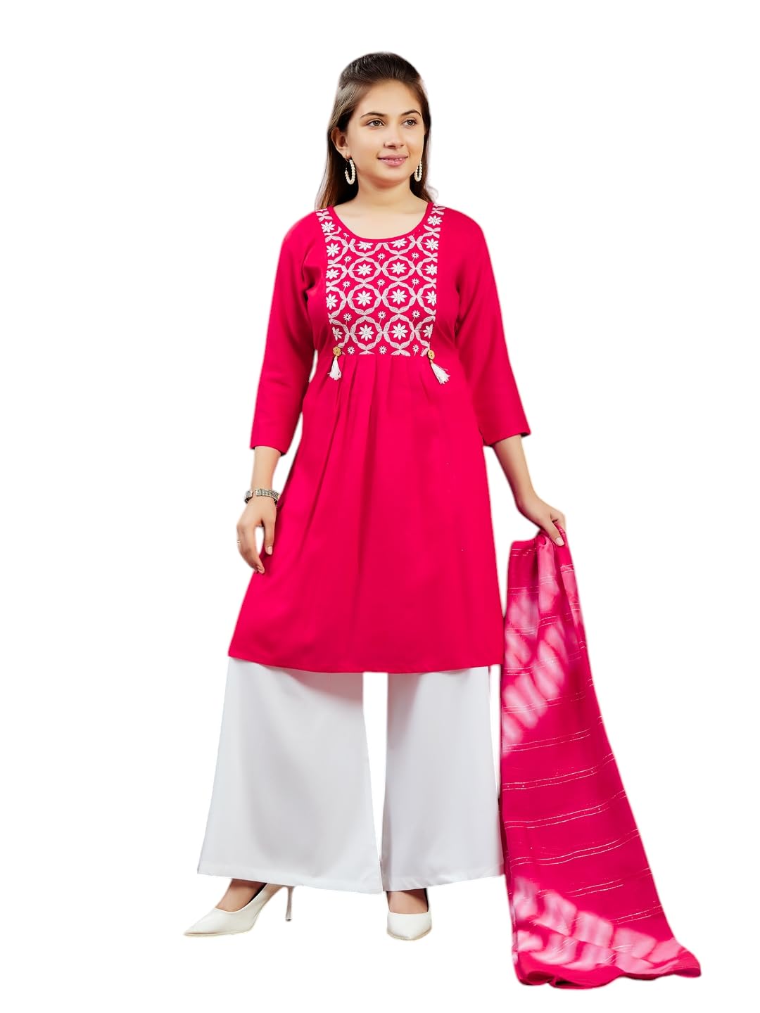 Aarika GirlS Cotton Regular Tunic Shirt (Kurti-H-6_Red_32)