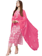 ANNI DESIGNER Womens Cotton Blend Straight Printed Kurta with Pant & Dupatta (MEI Pink_XXL_Pink_XX-Large)