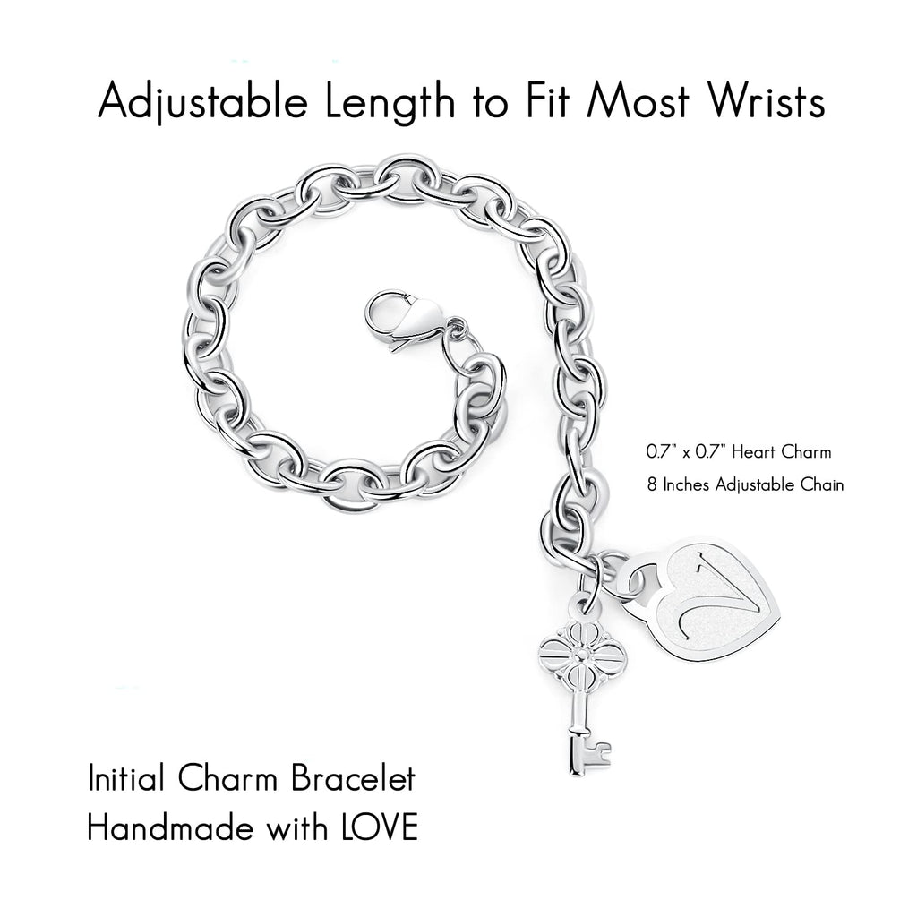 TONY & SANDY Bracelet Gifts for Girls Silver Initial Charm Bracelet Jewelry Teen Girls Stocking Stuffers Women Birthday Christma