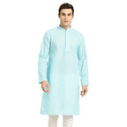 Sojanya (Since 1958, MenS Pure Cotton Sky Blue Embroidered Only Kurta, Size: 44