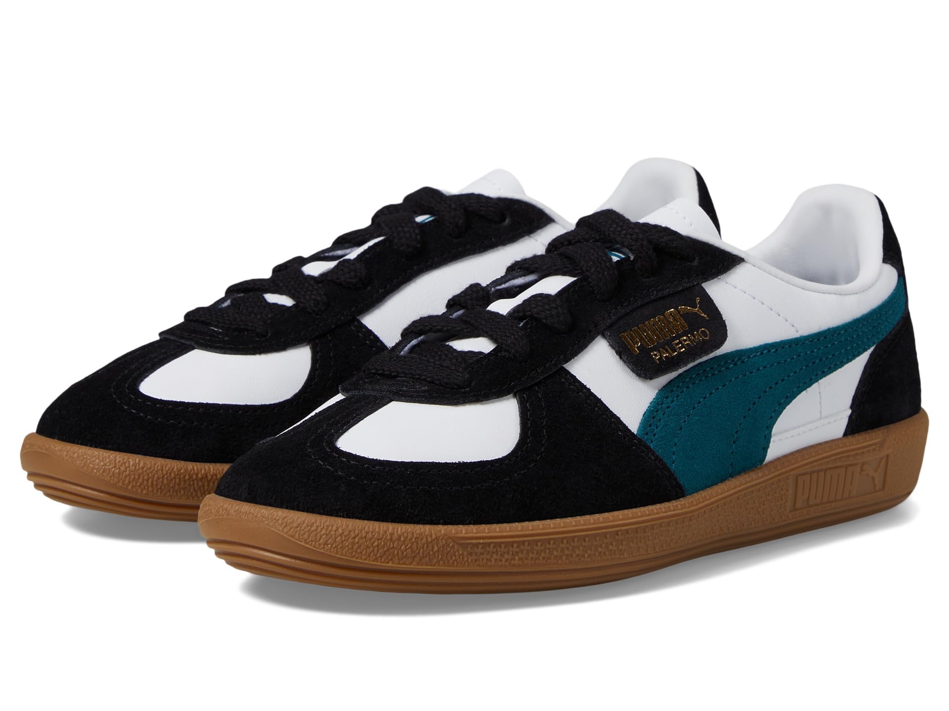 PUMA Palermo (Big Kid) Sneaker, White/Cold Green Black, 5.5 US Unisex