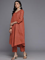 Varanga Women Orange Solid A-Line Kurta With Tonal Bottom  Comfortable And Stylish Ethnic Wear For Women