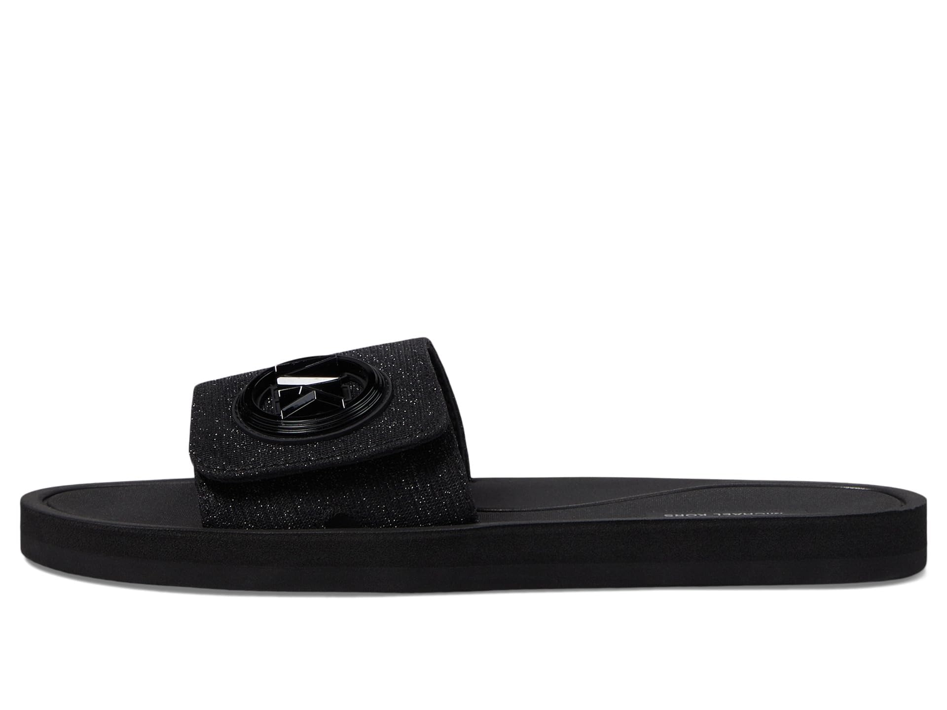Michael Kors Women's MK Charm Slide Sport Sandal, Black, 6