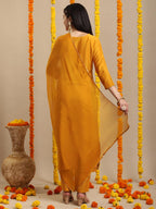 ANNI DESIGNER Womens Rayon Blend Straight Embroidered Kurta with Pant & Dupatta (LIKHA Yellow_3XL_Yellow_XXX-Large)