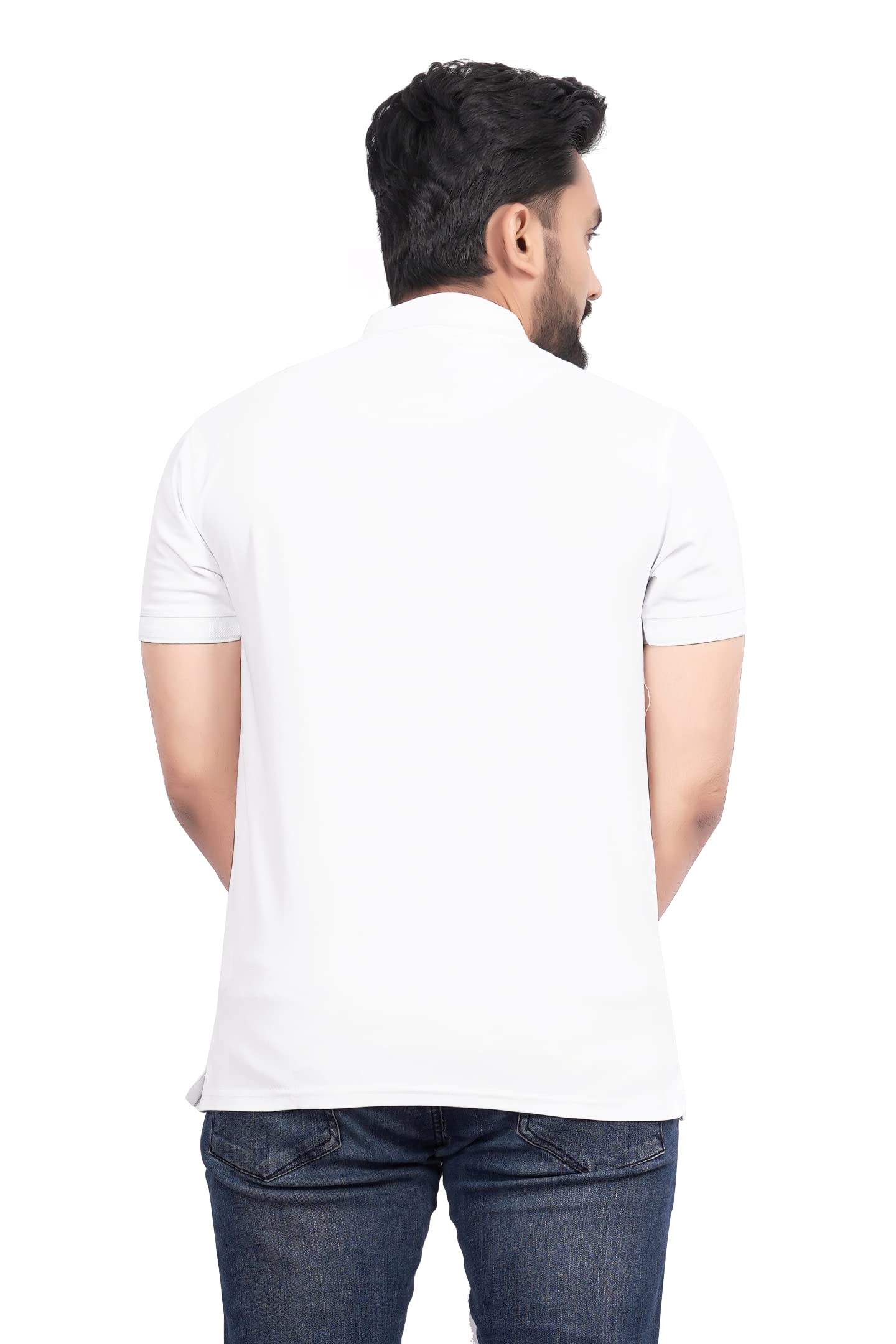 More & More MenS Solid Regular Fit Polo White