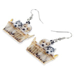 NEWEI Acrylic Cute Basket Of Husky Shih Tzu Puppy Dog Earrings Drop Dangle Animal Jewelry For Women Gift