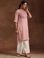 Libas WomenS Polyester Yoke Design Straight Kurta (29206 Peach