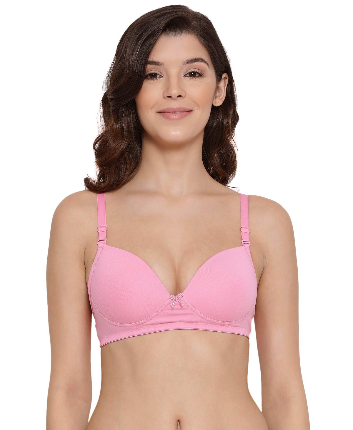 Lyra Womens Cotton Rich Soft Padded Non Wired Solid Medium Coverage Bra