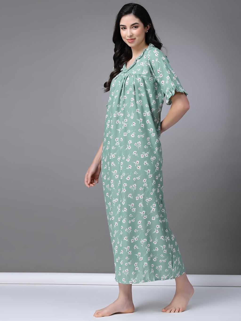 OOMPH! Cotton Blend Nighty for Womens | Night Gown | Nighty | Nightdress | Maxi Dress | Sleepwear | Gown for Women | Nighties |