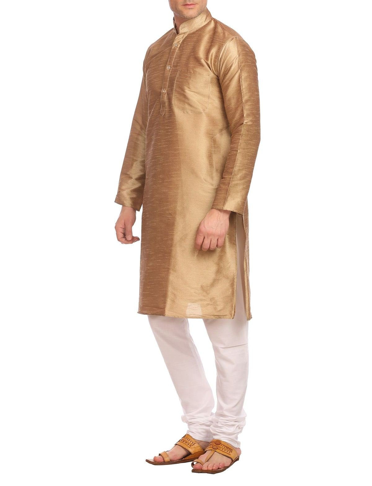 Wintage Men'S Banarasi Art Silk Bandhgala Festive And Casual Munga Kurta Churidar Pajama Pyjama