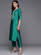 Libas WomenS Silk Blend Kurta Sets (Gs877_Green