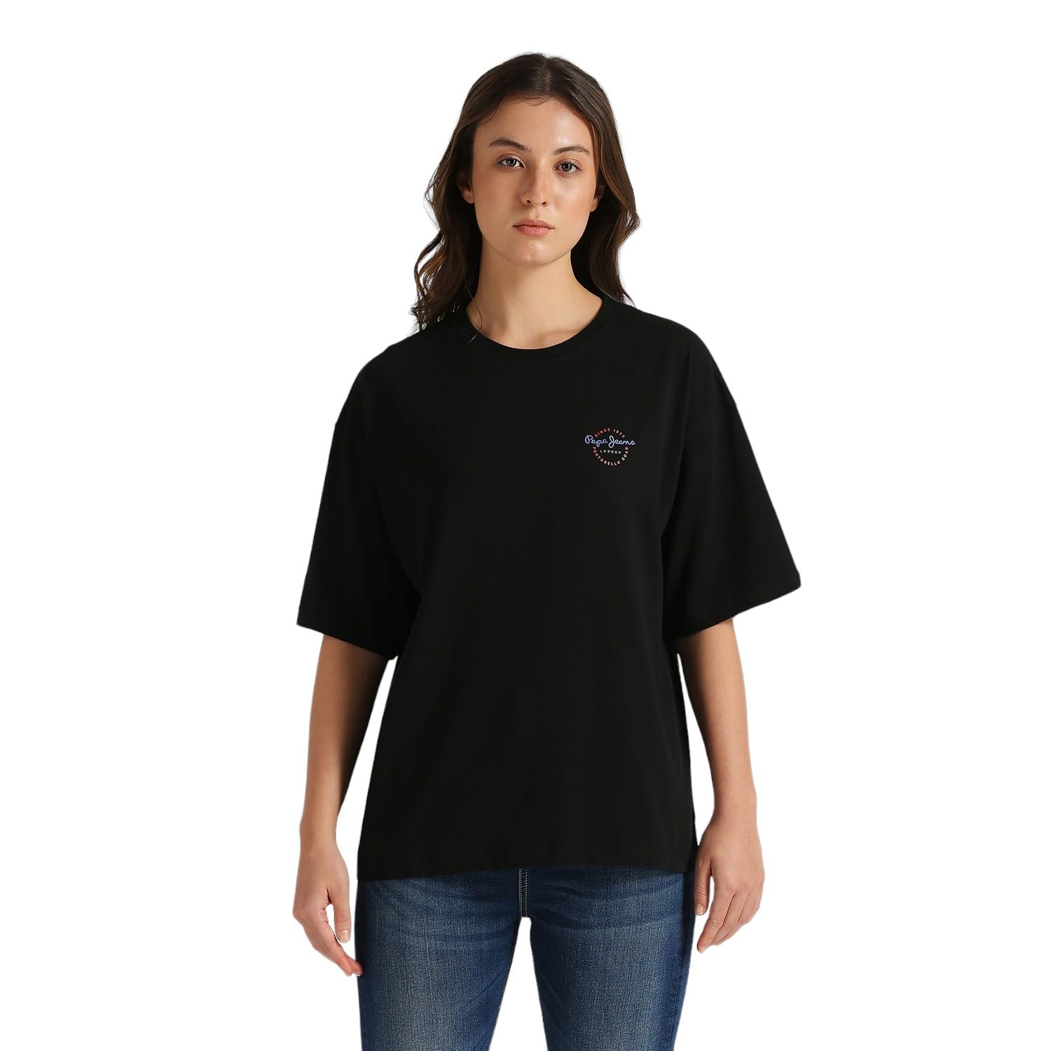 Pepe Jeans Black Back Print Short Sleeve Oversized T-Shirt
