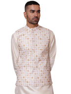 Jompers Mens Floral Printed And Embroidered Nehru Jacket