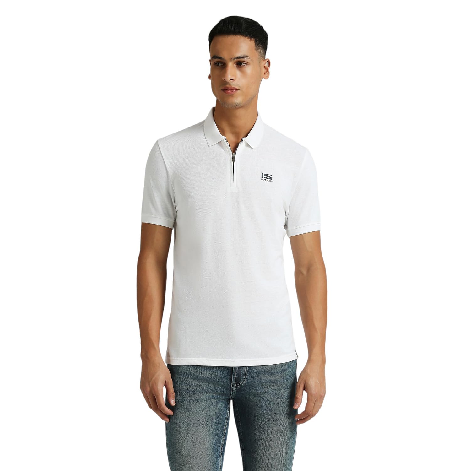Pepe Jeans MenS Solid Regular Fit T-Shirt (Pm542222_White