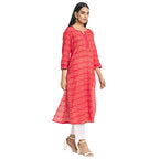 Fabindia Women Cotton Printed Long Kurta Orange