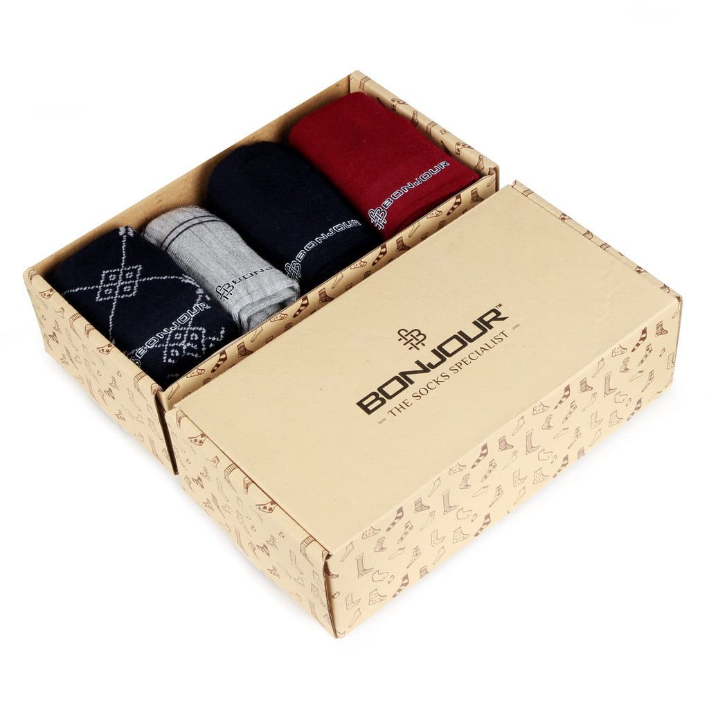 Bonjour Ankle Length Woolen Thumb Socks For Women- Pack of 4
