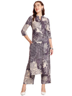 ANNI DESIGNER Womens Rayon Blend Straight Printed Kurta with Pant (Tomsk Purple_XL_Purple_X-Large)