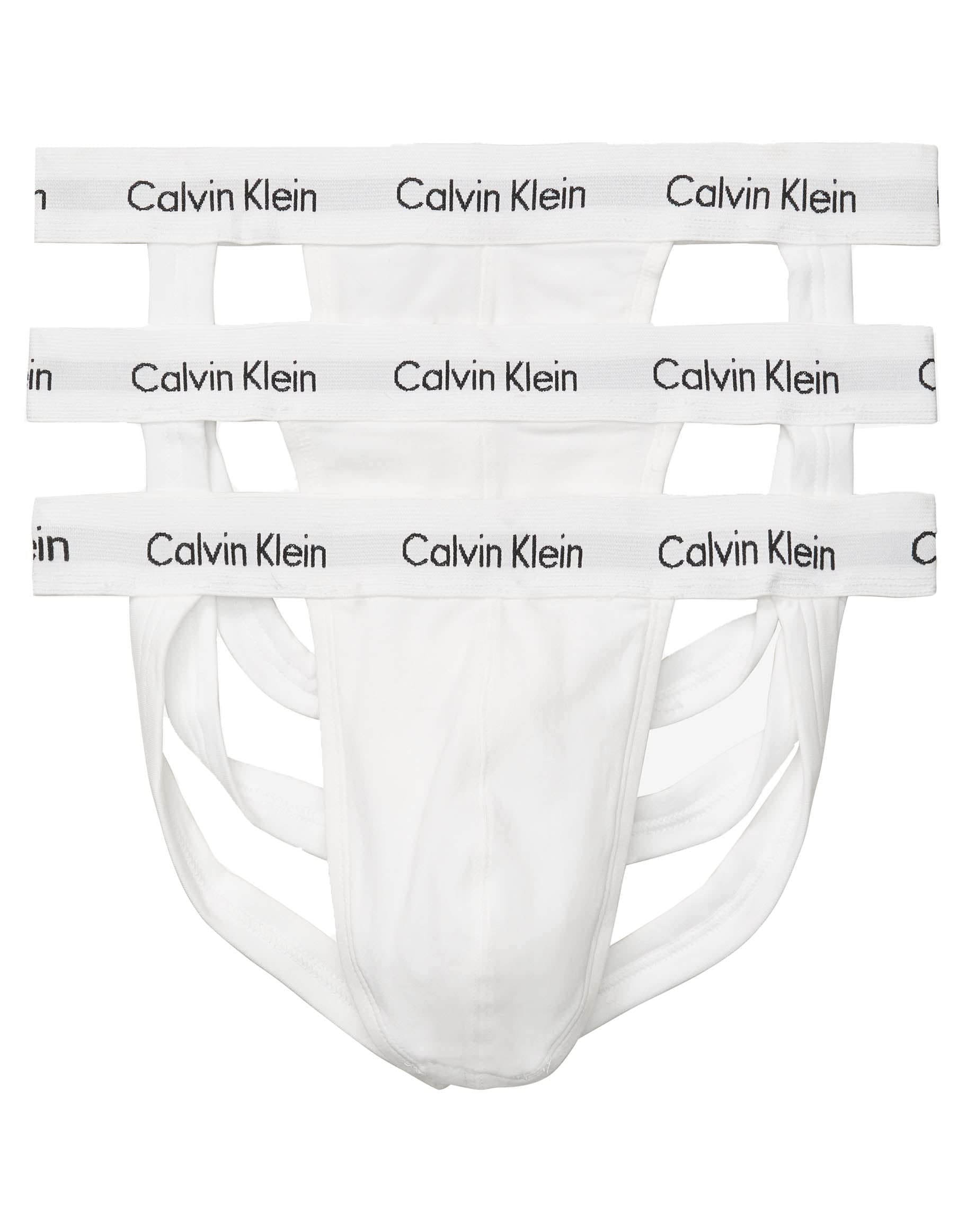 Calvin Klein Men's Cotton Stretch 3-Pack Jock Strap, 3 White, Small